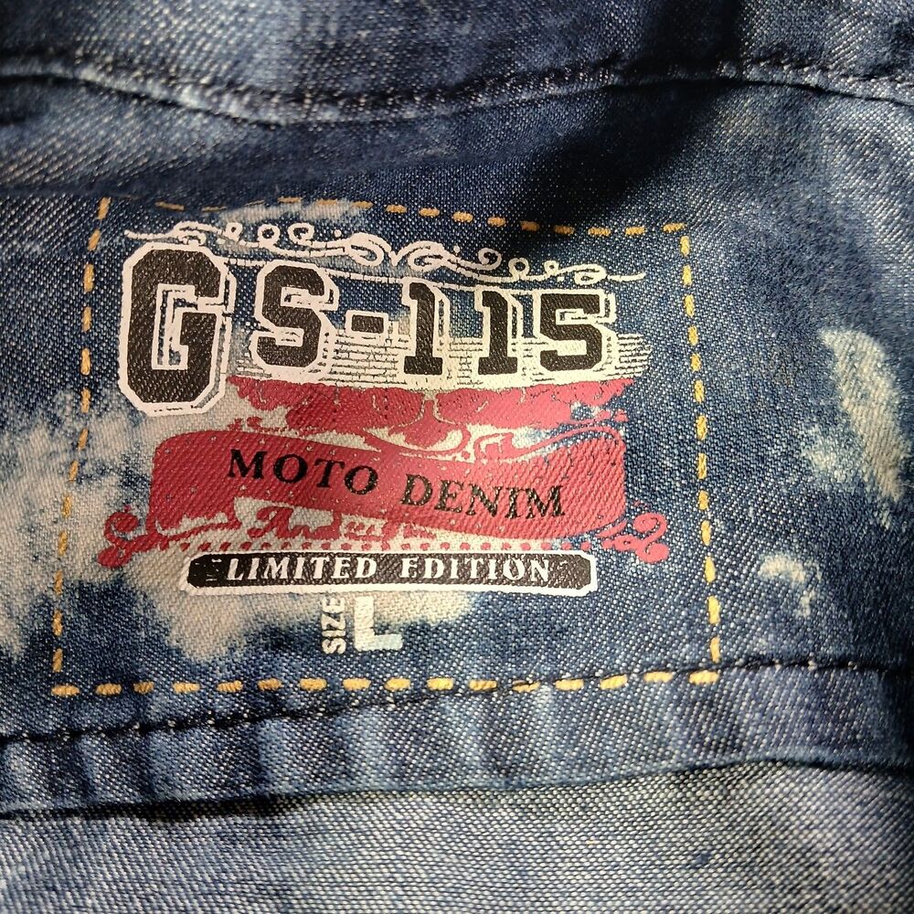 GS-115 L Denim Shacket Blue Acid-Wash Metropolitan-Grunge Indie-Sleaze Utility L - Picture 2 of 12